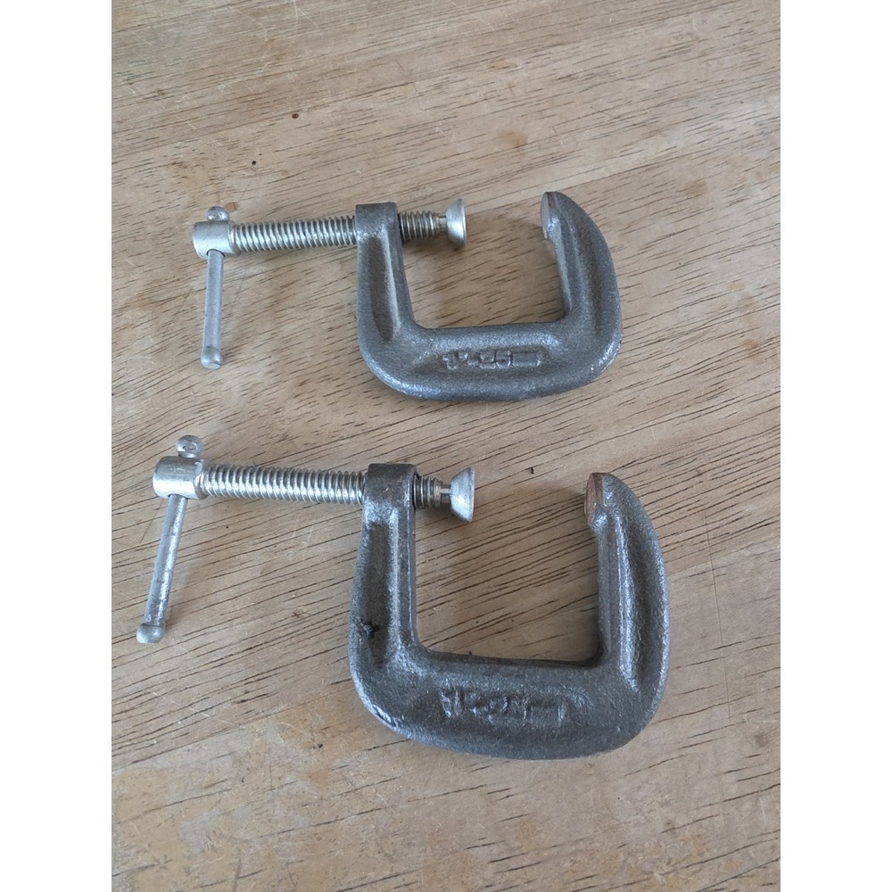 2- vintage-style C-clamps 1" -2.5"